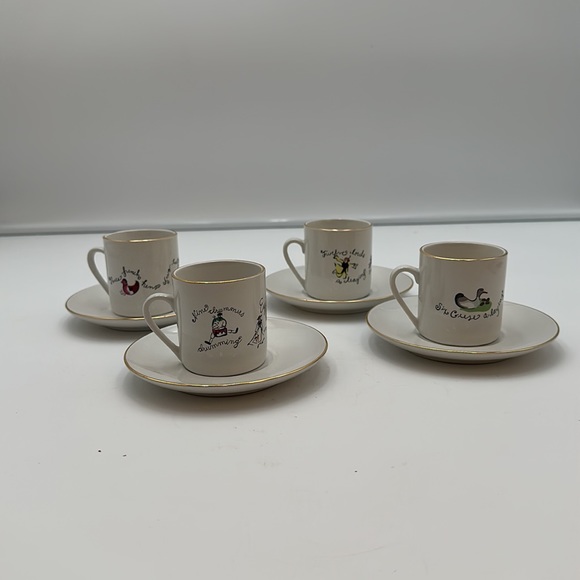 Dessert Set 4 Rosanna Espresso cups & saucers Twelve Days of Christmas Porcelain - Picture 3 of 16
